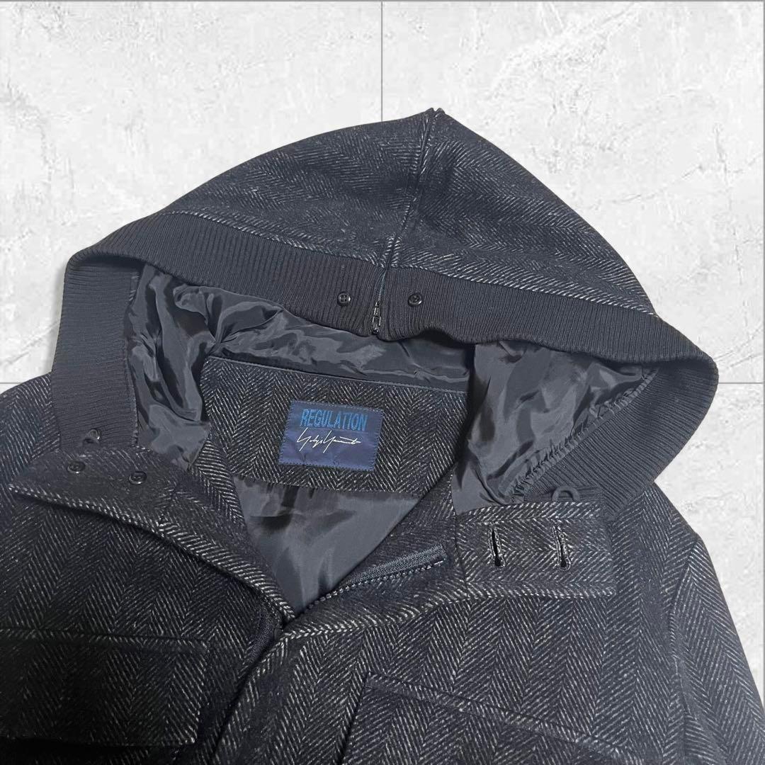 Yohjiyamamoto フード付きクロップジャケット ウール素材