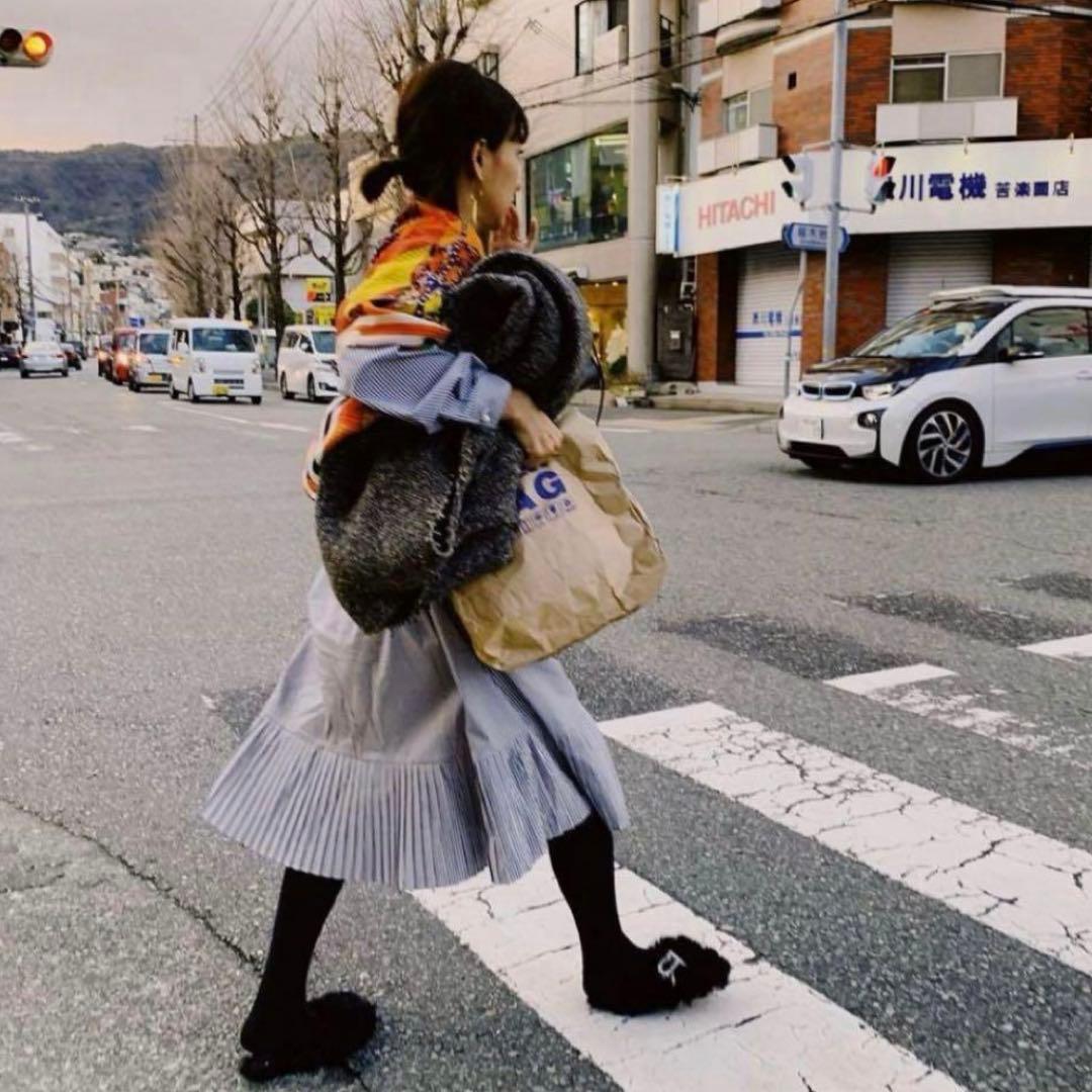 【未使用品】ロージーモンスター　長袖ロングワンピース　ストライプ　パール　日本製