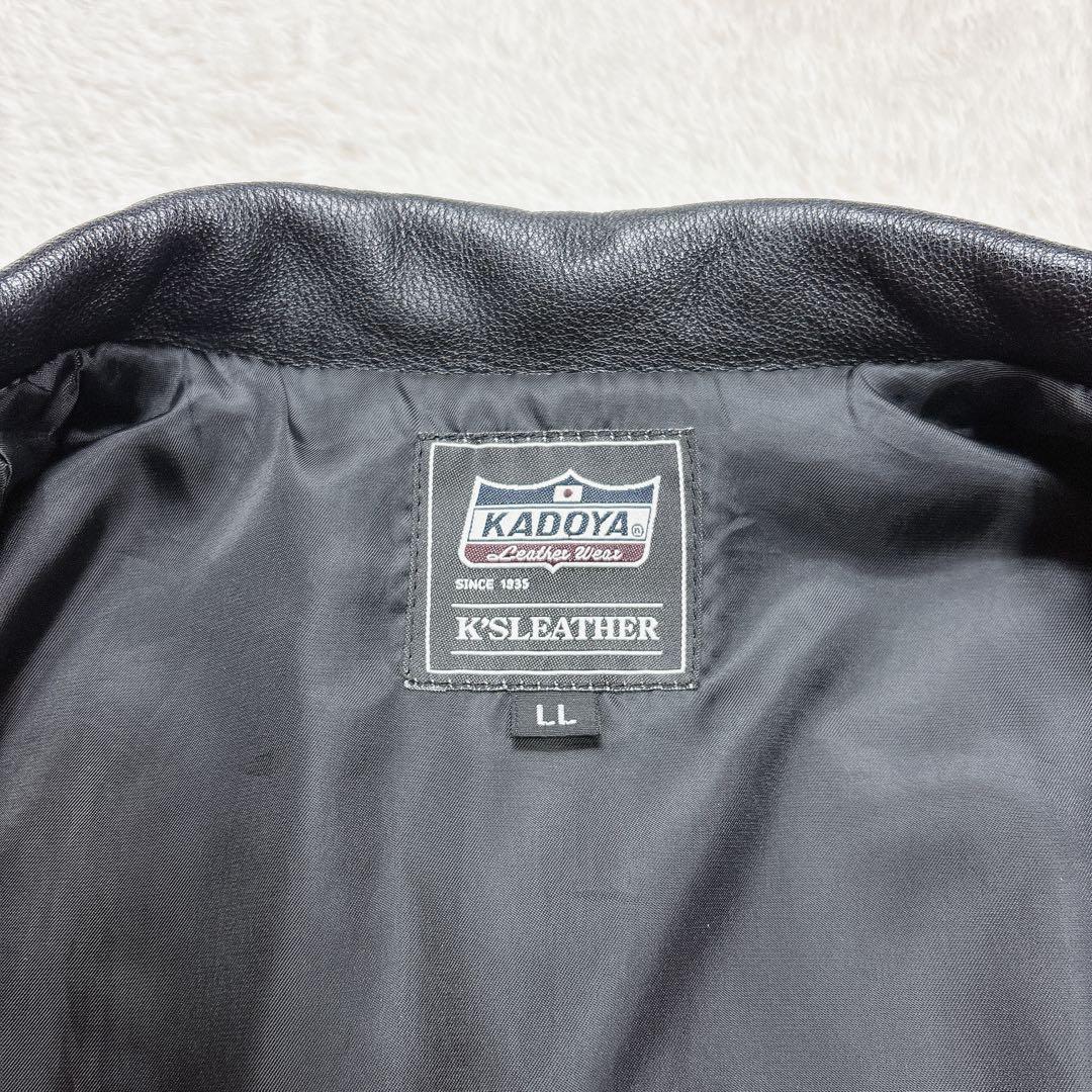 【美品】KADOYA カドヤ ダブルライダースジャケット 牛革 LL ブラック