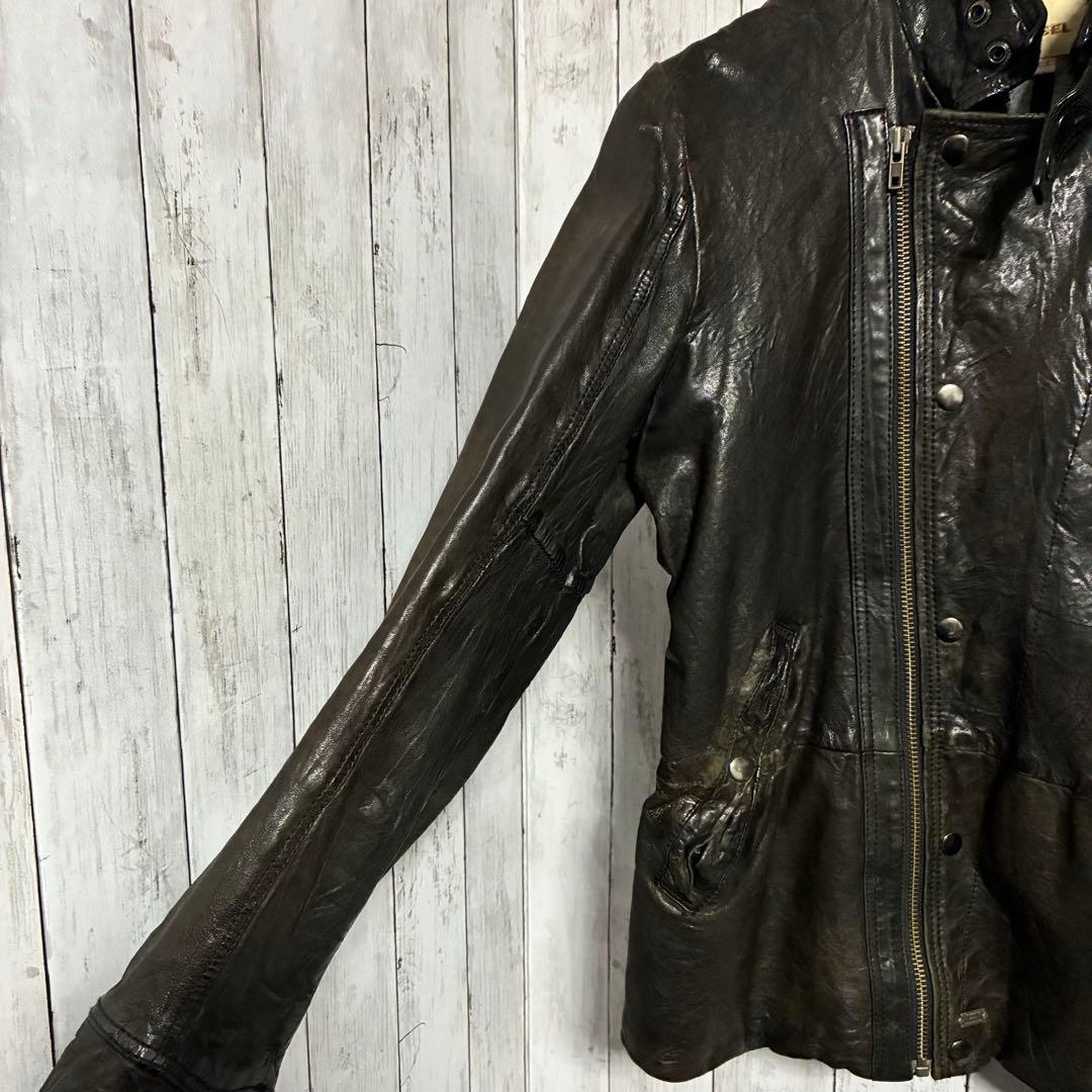 DIESELディーゼル 羊革ラムレザージャケット ダブル ライダース Sサイズ