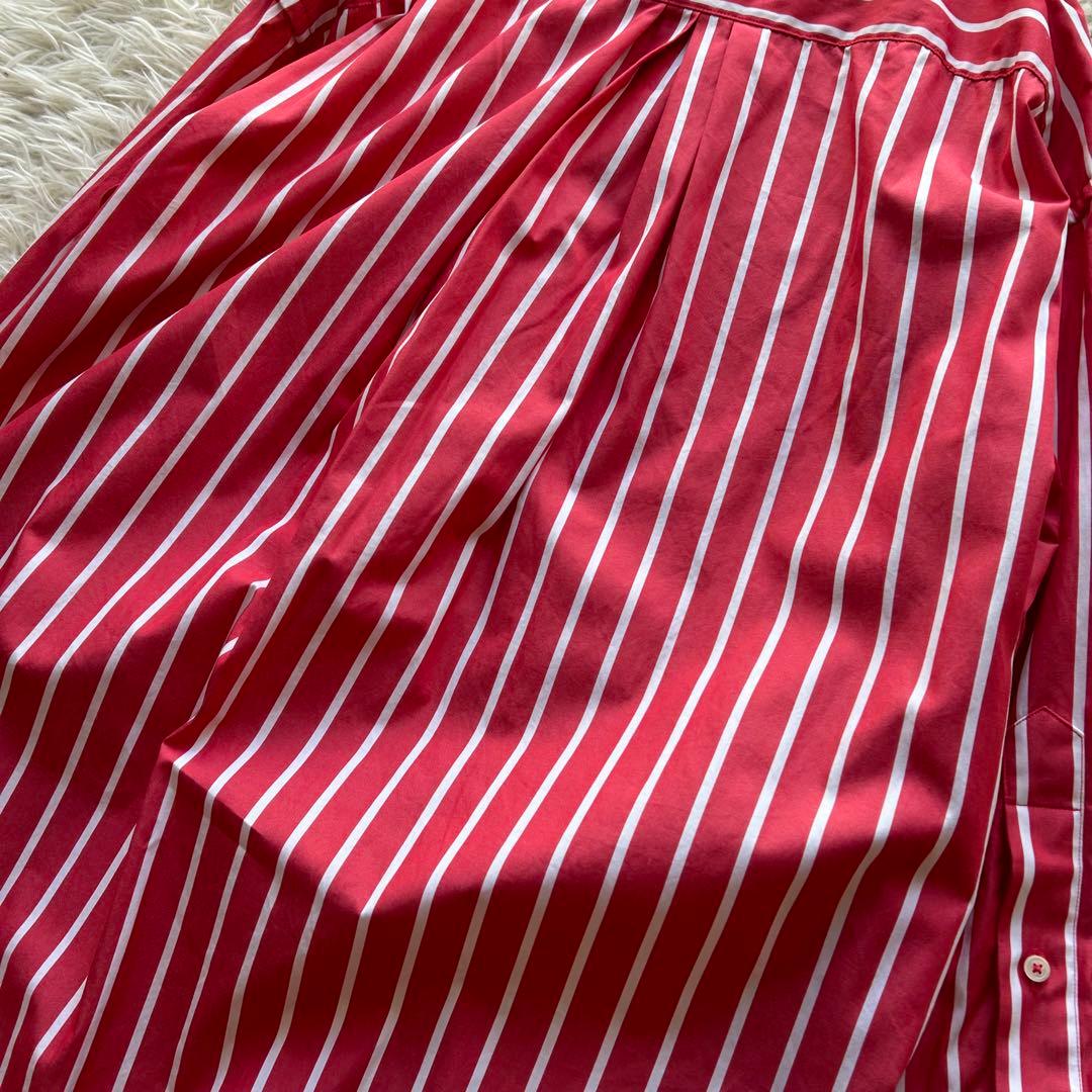 美品　ティッカ　TICCA ストライプロングシャツワンピース　コットン100%