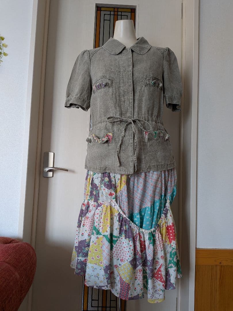 TSUMORI CHISATO オリーブグレー ジャケット麻素材