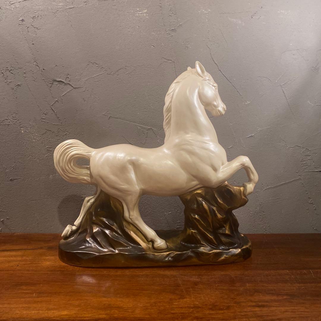 常滑焼 赤倉陶園 白馬置物 白パール 美品 オブジェ 箱付き 昭和レトロ