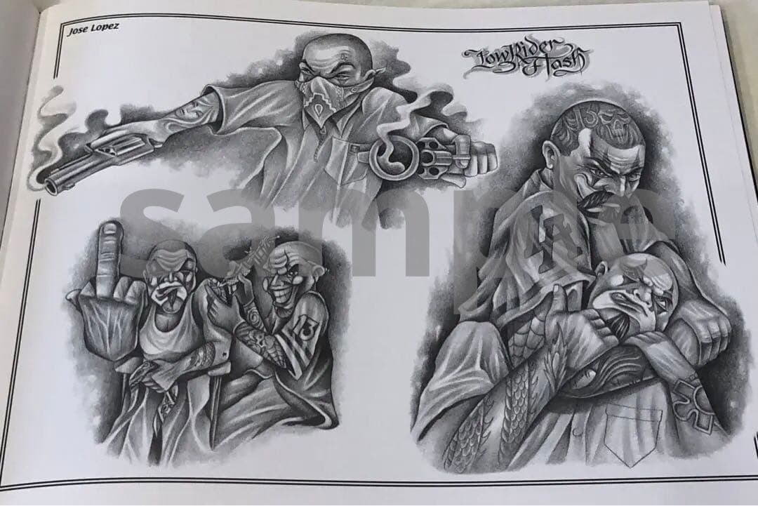 タトゥー　TATTOO 刺青 デザイン　下絵　チカーノ　フラッシュ【超入手困難】