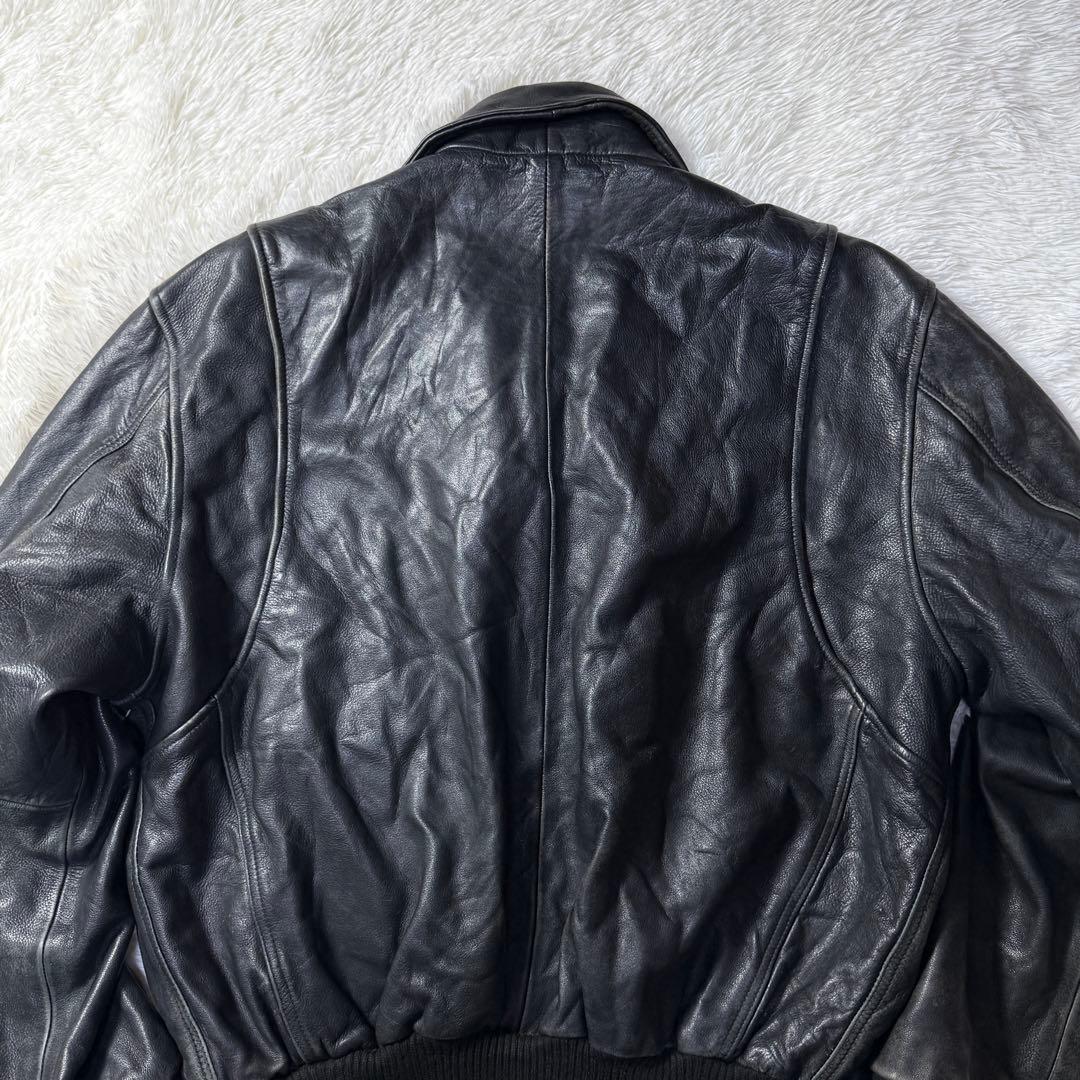 【90s】Vintage A-2 ブラックレザー フライトジャケット XL