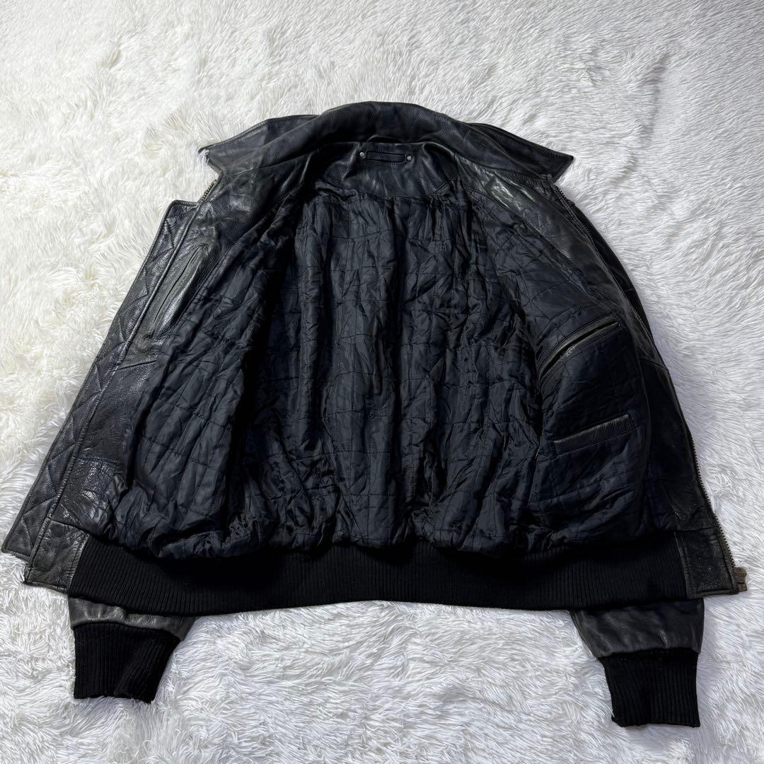 【90s】Vintage A-2 ブラックレザー フライトジャケット XL