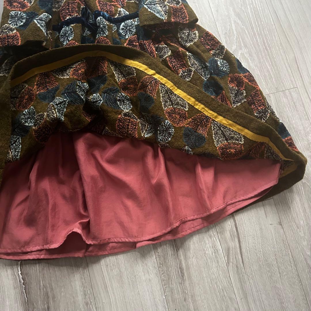 【美品】mina perhonen 総刺繍ワンピース hana no mi