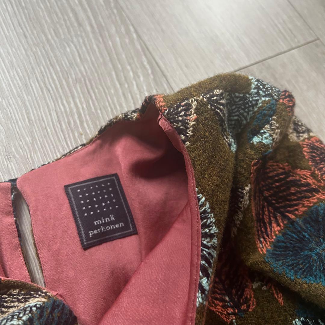 【美品】mina perhonen 総刺繍ワンピース hana no mi