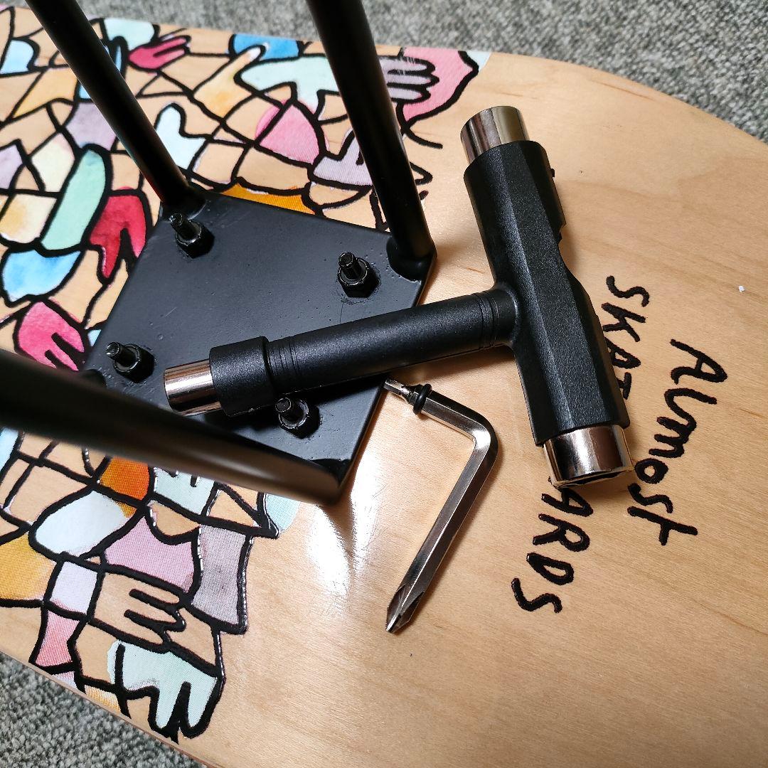 スケボースツールキット 椅子 スケートボード スツールベース 脚 黒 アイアン