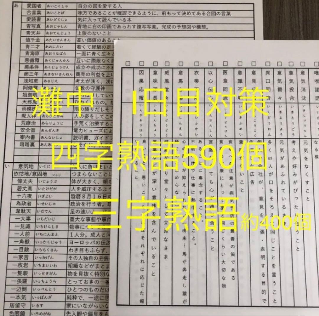 T　専用　灘中　中学受験　国語 1日目対策資料　4セット