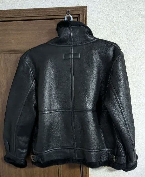 Liugoo Leathers メンズ羊革 B-3フライトジャケットボアインナー