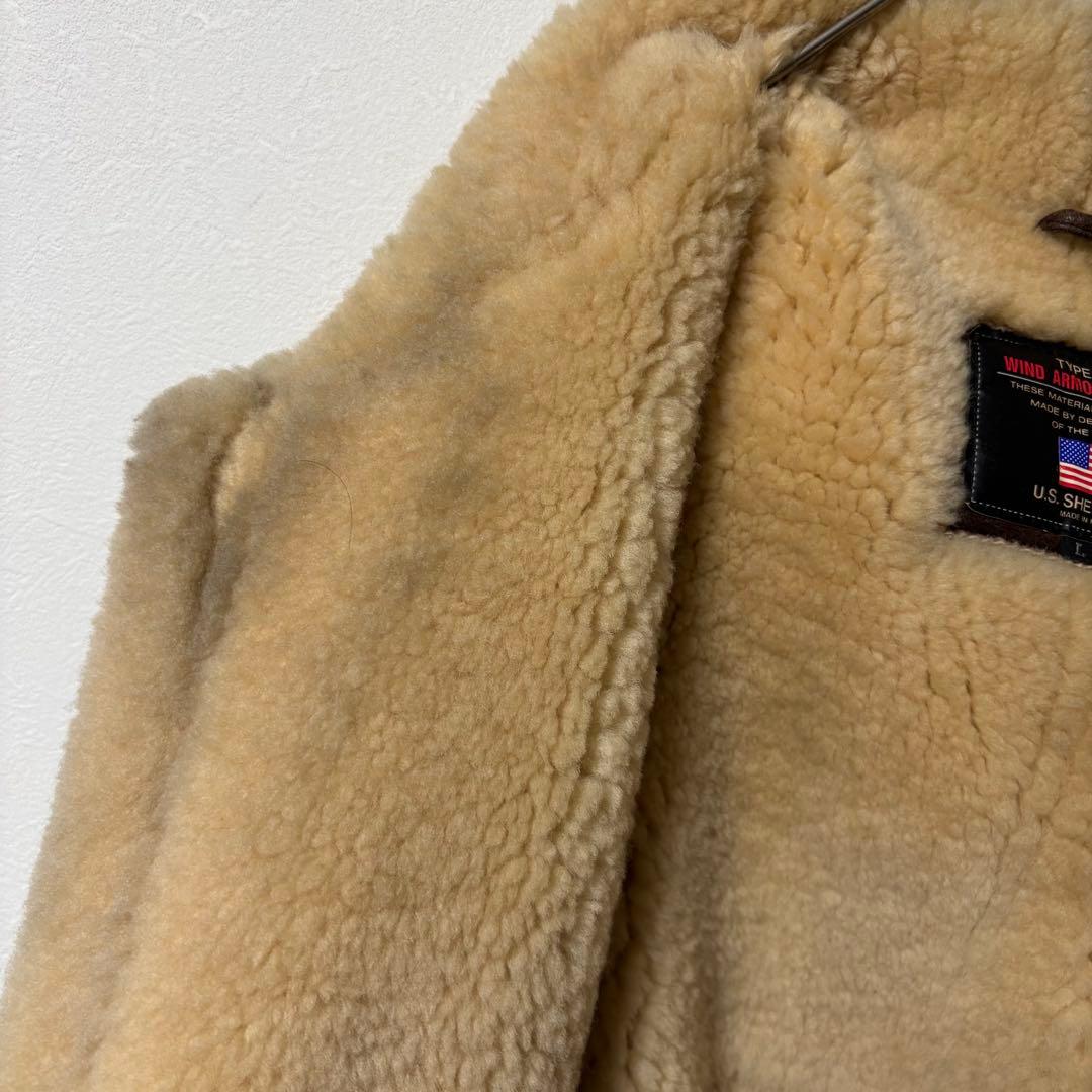 美品✨90's B-3 リアルムートン　シープスキン　レザージャケット　L 茶色
