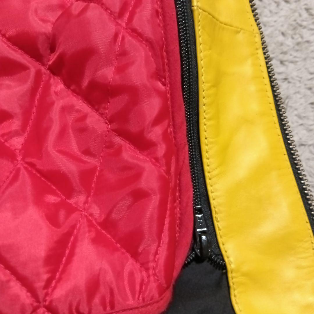 Liugoo Leathers イエロー レザー ライダースジャケット ライナー