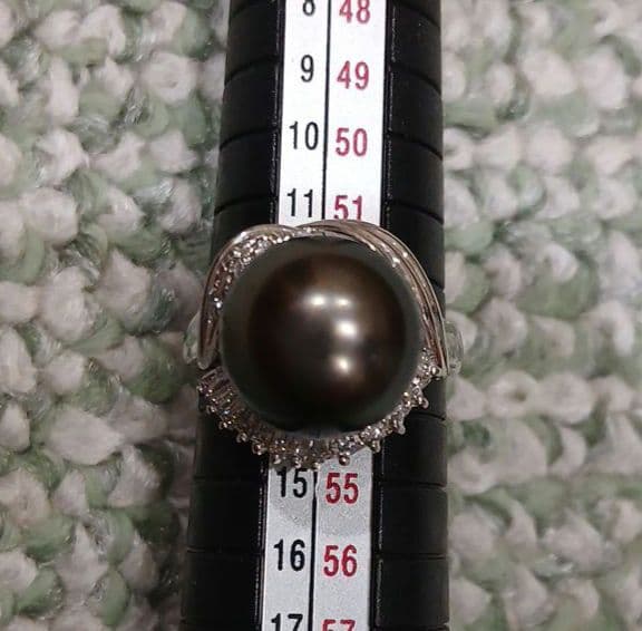 Pt 900 ダイヤ0.25 パールリング 13号