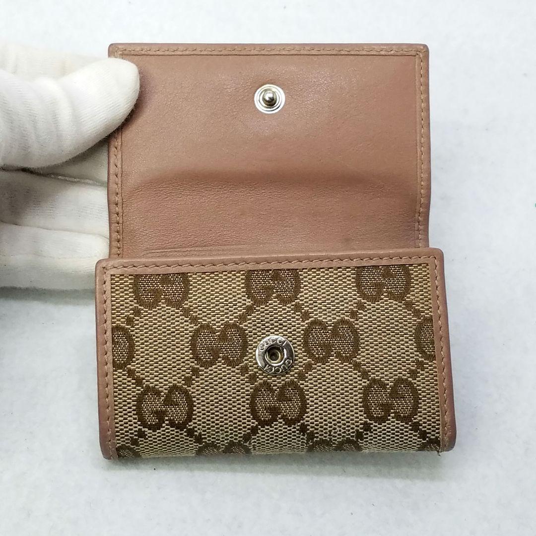 GUCCI 6連 キーケース GGキャンバス リボン レザー スモーキーピンク