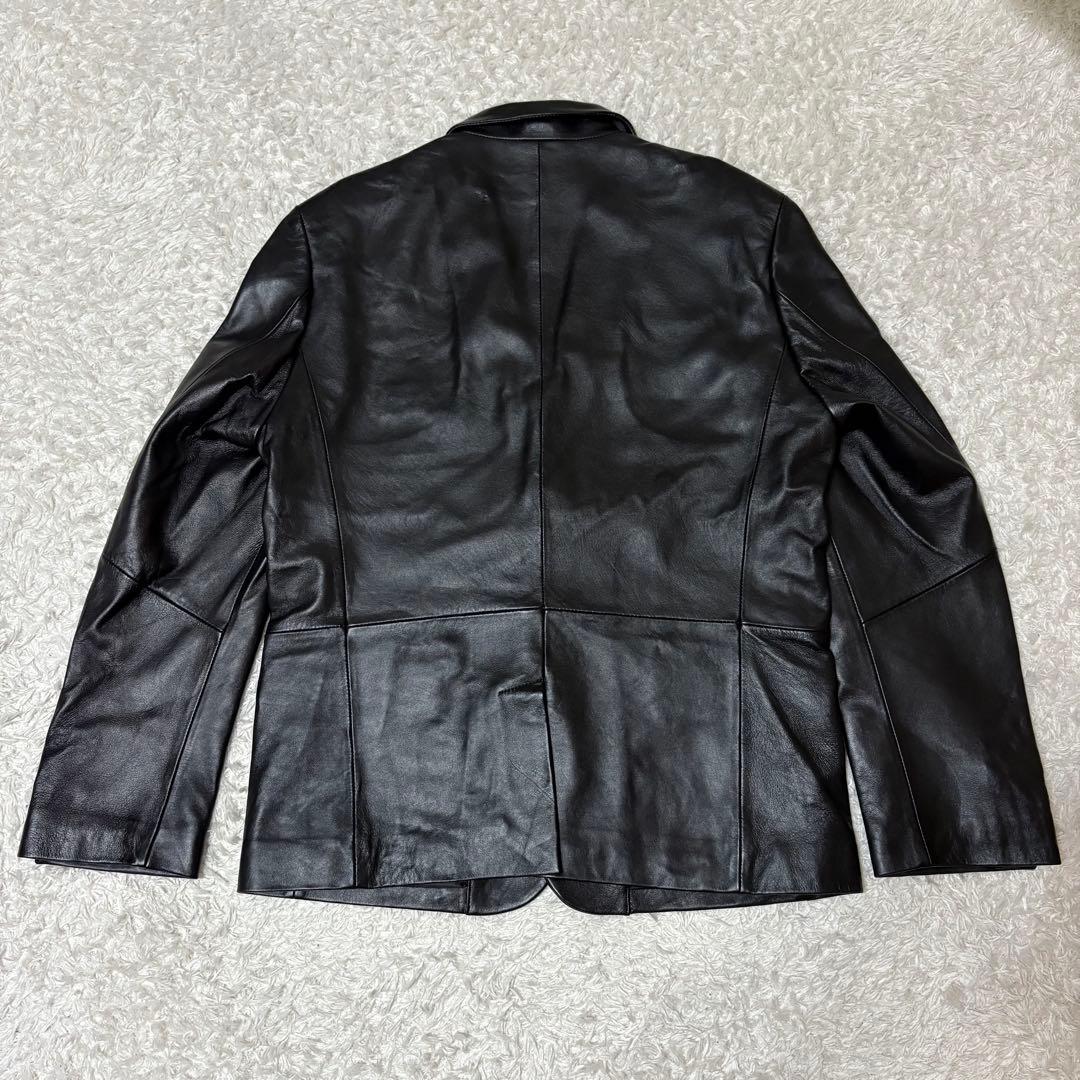 極美品　Safari レザーテーラードジャケット　ラム革　シープスキン　黒　L