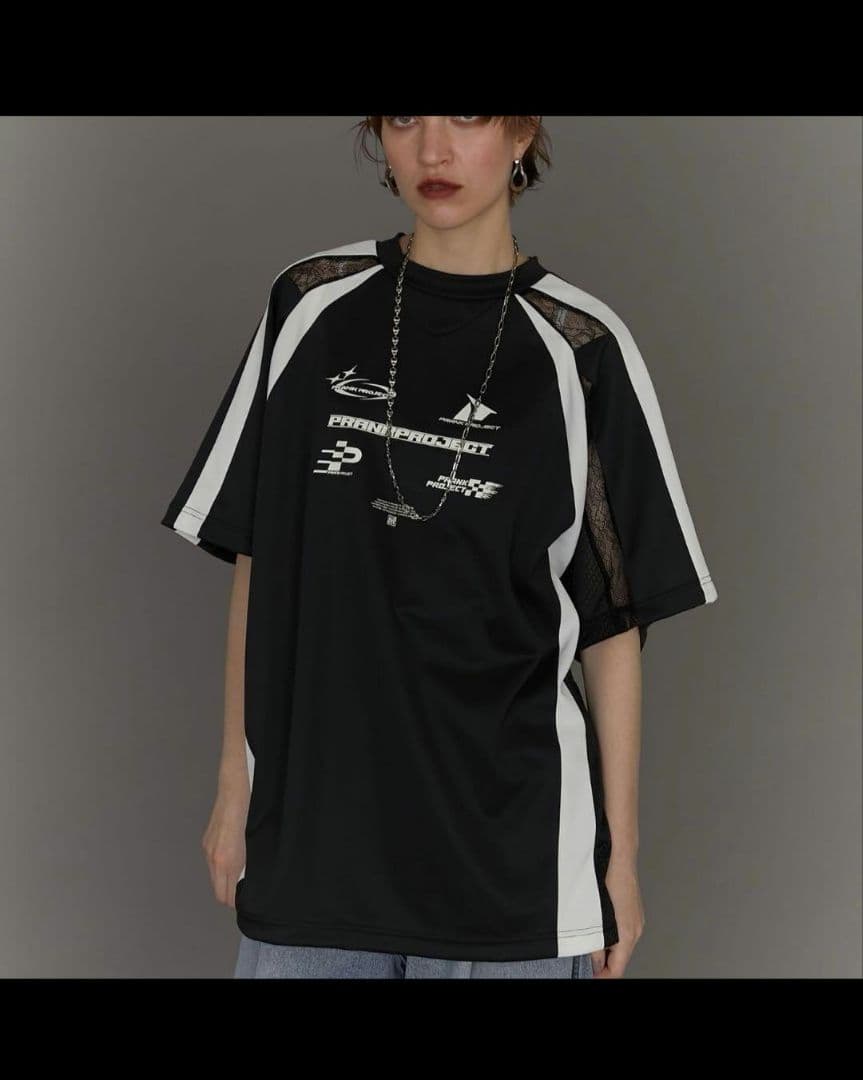 PRANK PROJECT 半袖Tシャツ 黒 メッシュ レース最終値下げ