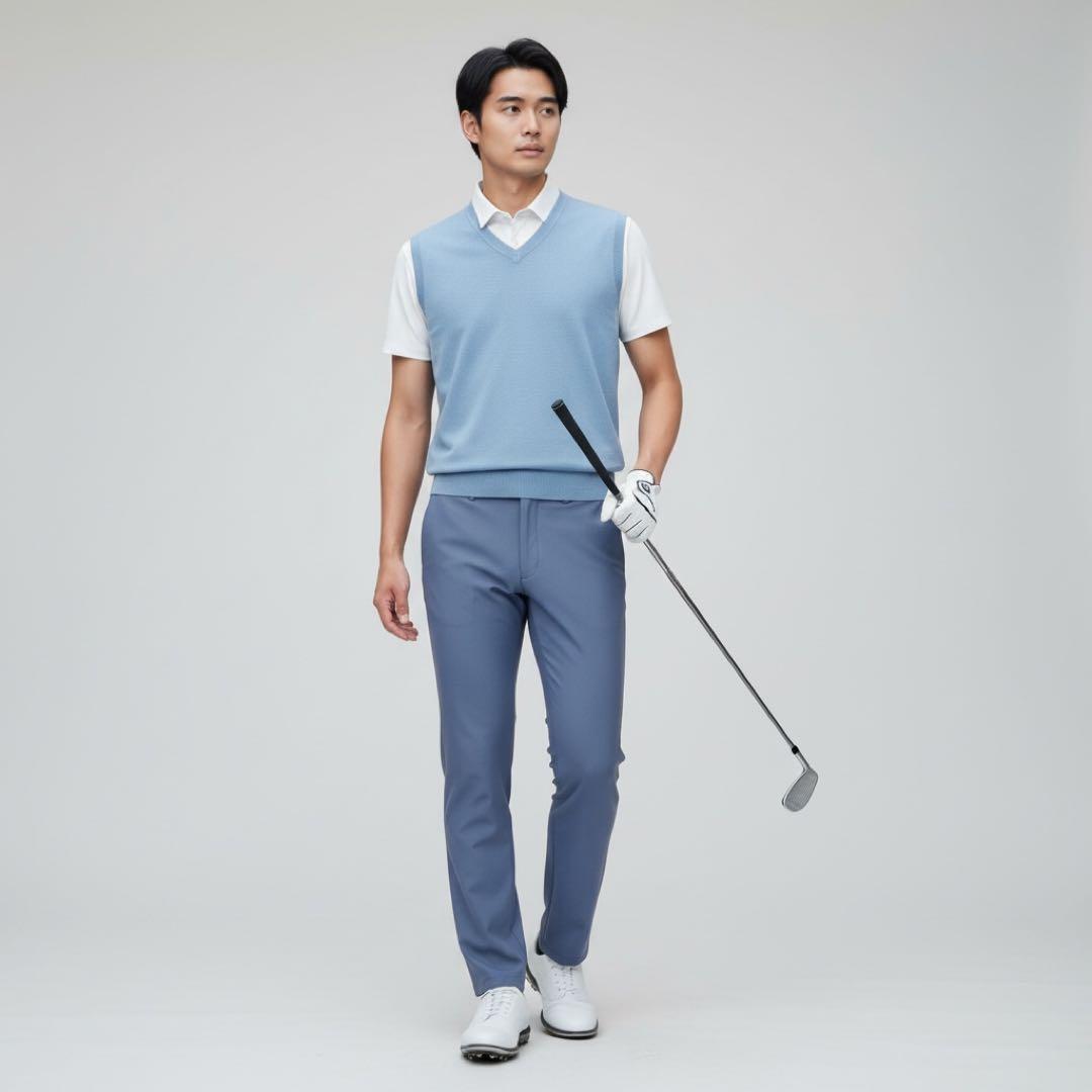 美品 J.LINDEBERG メンズゴルフパンツ W30 L34 ライトネイビー
