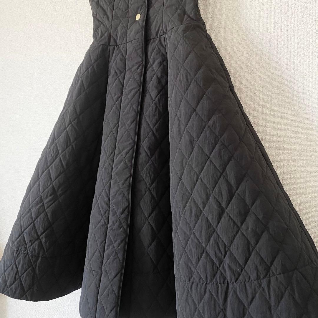 美品 JENNEジェンヌ 2WAY機能綿キルティングジレワンピース S ブラック
