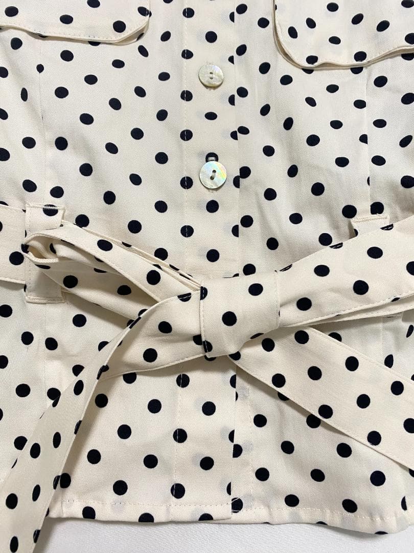 新品✨ ZARA ドット柄シャツジャケット 水玉 白色 黒色 S