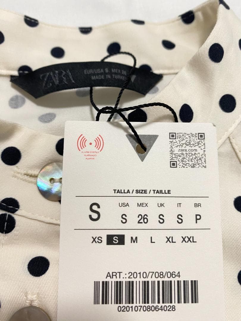 新品✨ ZARA ドット柄シャツジャケット 水玉 白色 黒色 S