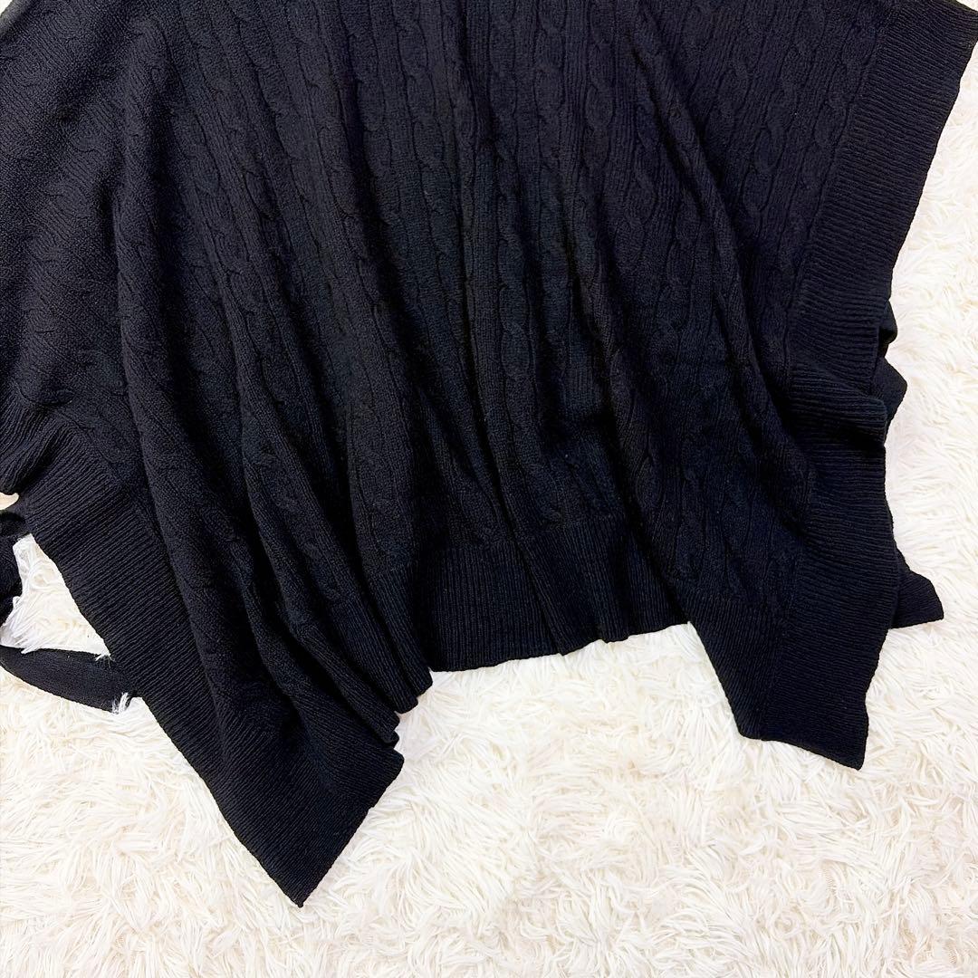 【美品】現行　ポロラルフローレン　ウールカシミヤケーブルニットポンチョ　ブラック