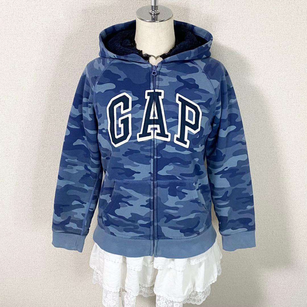 y2k GAP 迷彩 フルジップパーカー ロゴ グランジ 平成ギャル ネイビー