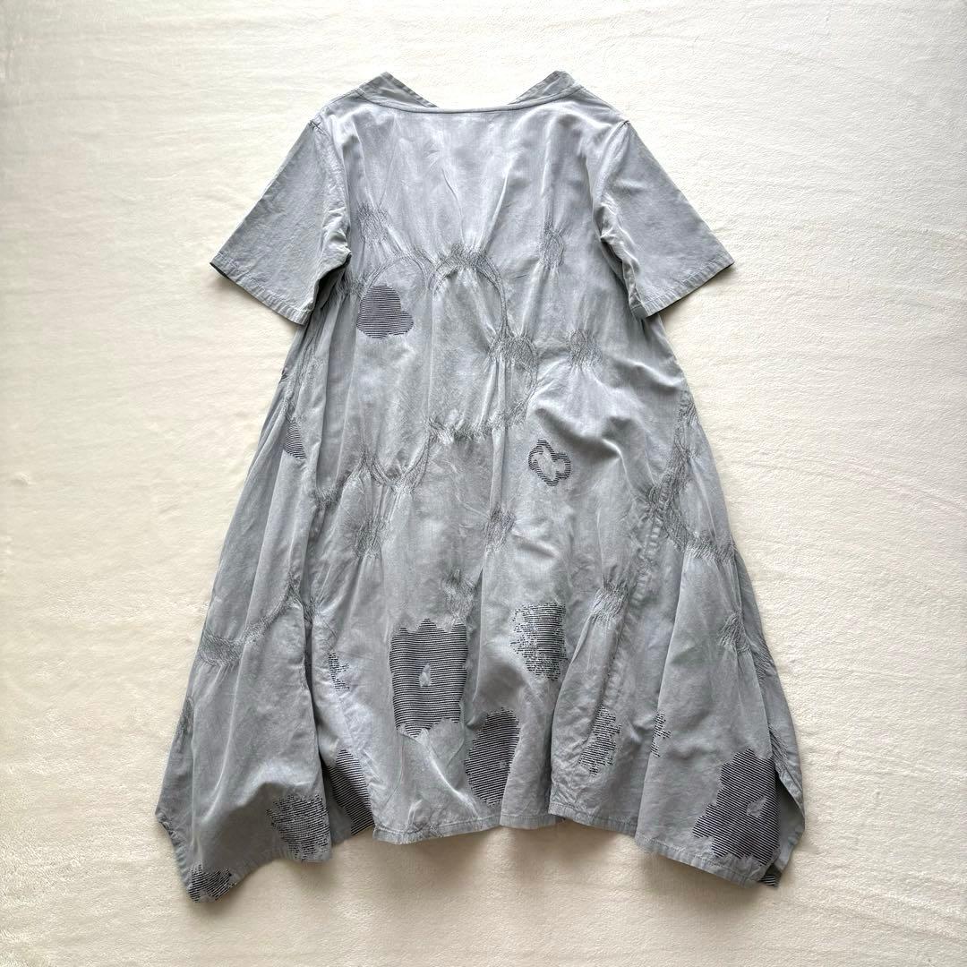 慈雨 ジウ 変形 刺繍 フレアワンピース 40 Lサイズ