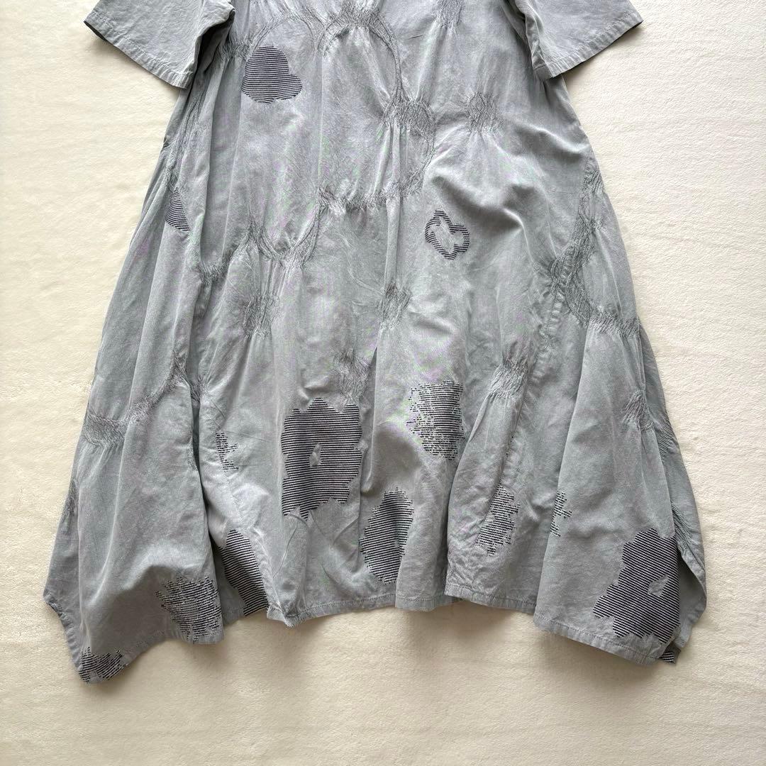 慈雨 ジウ 変形 刺繍 フレアワンピース 40 Lサイズ