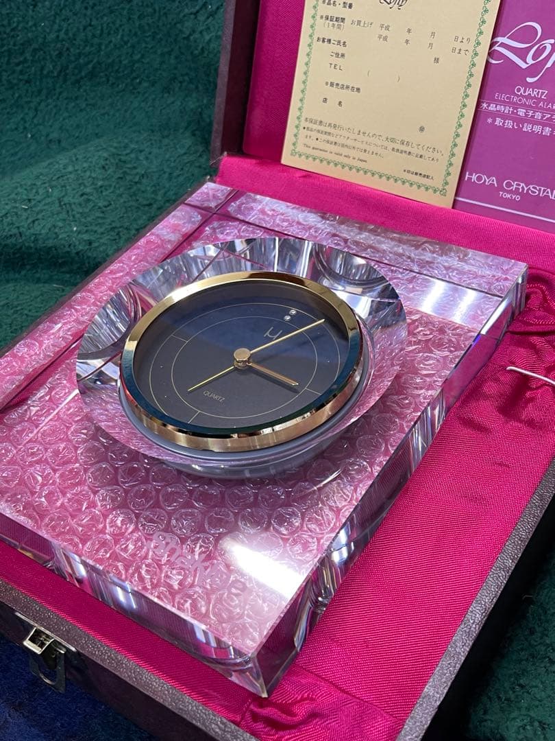 HOYA CRYSTAL Lofty 置時計 クリスタル時計 Shaklee
