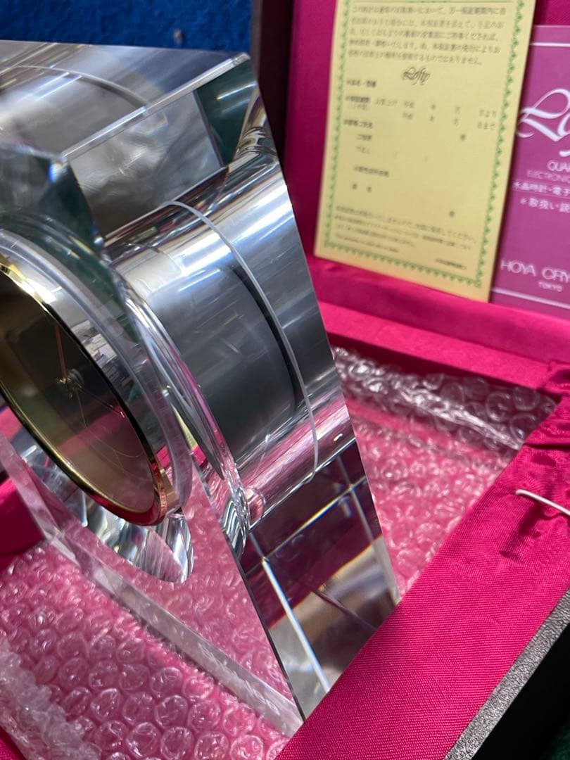 HOYA CRYSTAL Lofty 置時計 クリスタル時計 Shaklee