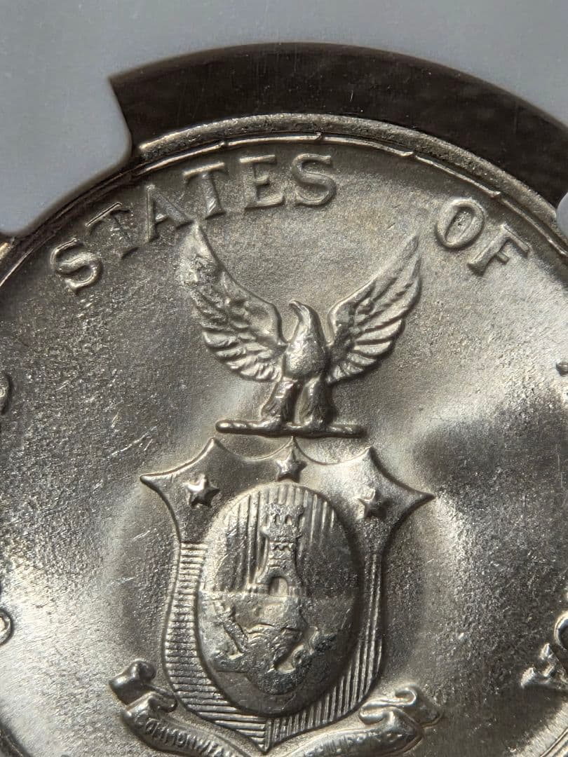 (稀少な状態) フィリピン コモンウェルス　50センタボ銀貨　1945 S