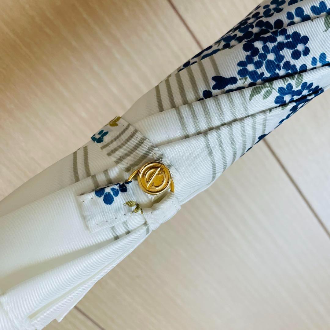 Christian Dior 長傘 花柄　木製ハンドル カバー付　ホワイト