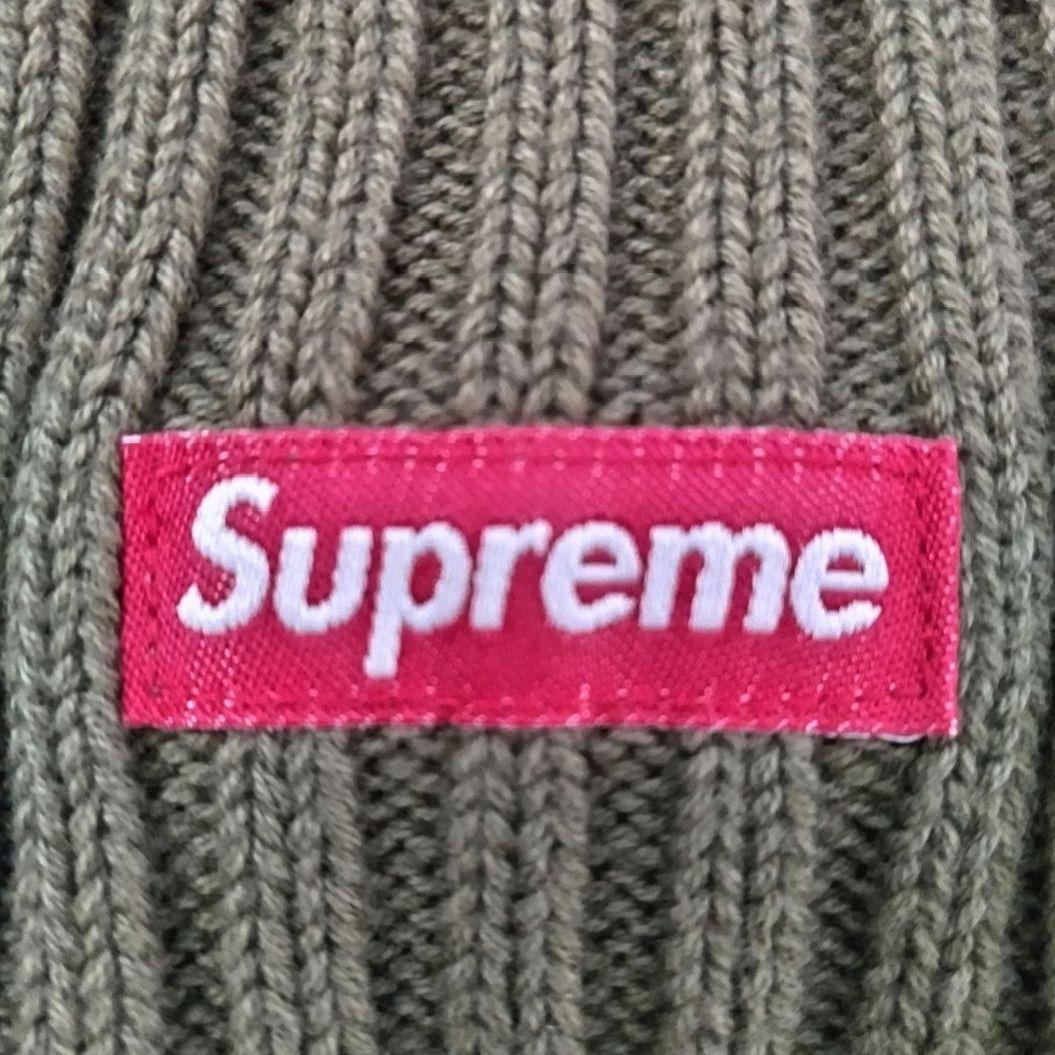 【未使用品】Supreme リブ編み ニット帽 オリーブ カーキ　綿100%