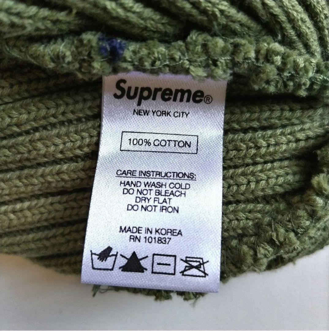 【未使用品】Supreme リブ編み ニット帽 オリーブ カーキ　綿100%