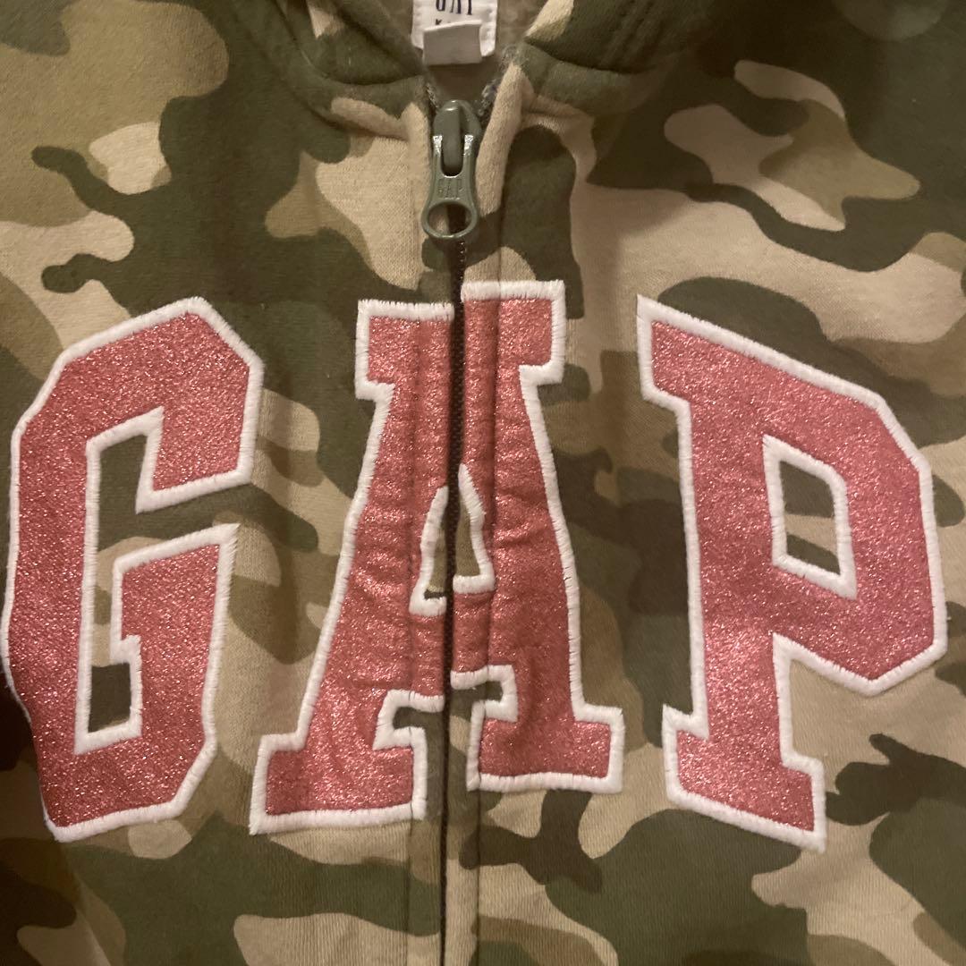 00s old GAP y2k 迷彩 フルジップパーカー ラメ キラキラ ロゴ