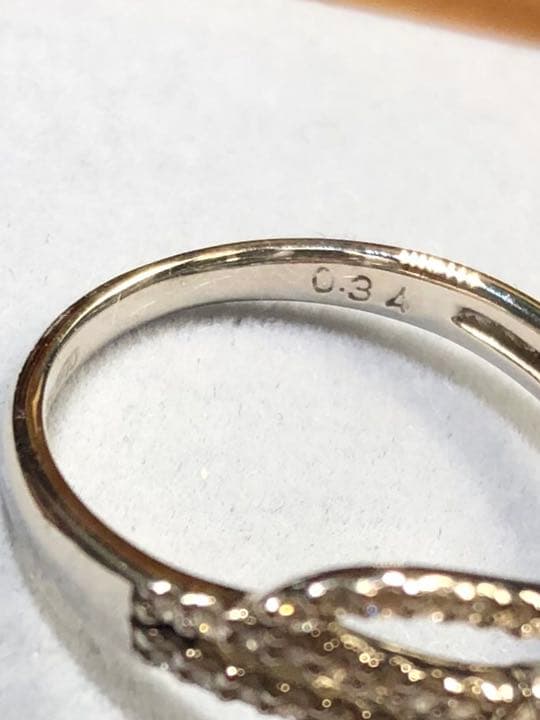 PT900 プラチナ天然ダイヤモンドリング 12号　合計0.34ct