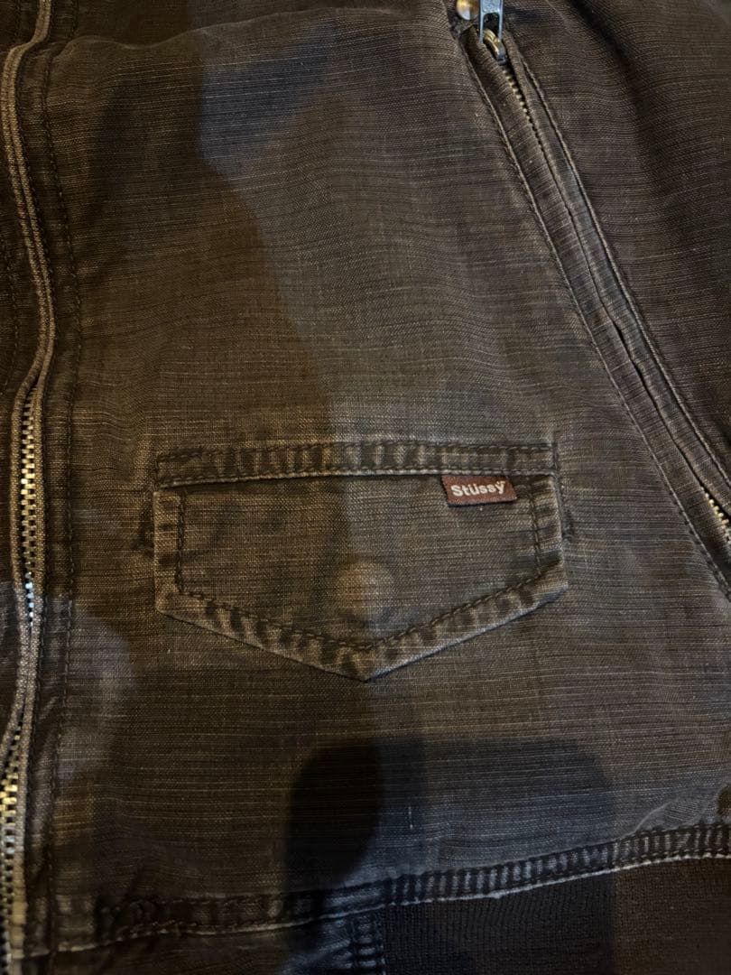Stussy WORKGEAR ジップフーディー L フェード ブラウン