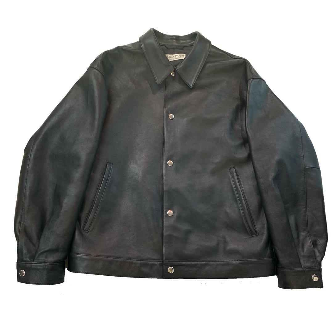 美品 BEAUTY&YOUTH セミベジタブル レザートラッカーJKT 羊革