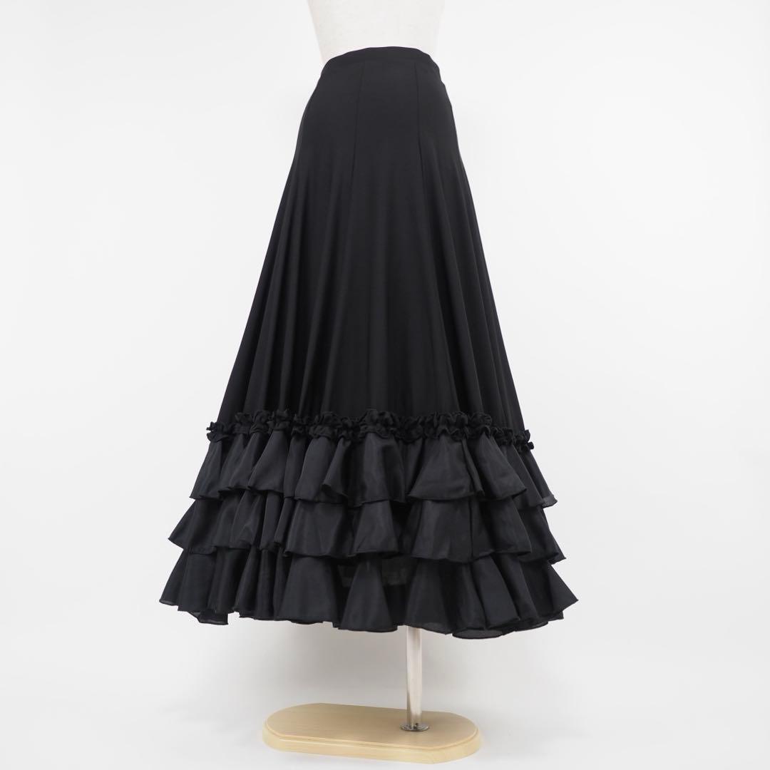 フラメンコ　ファルダ　新品　黒　フラメンコ衣装　レッスンファルダ　社交ダンス