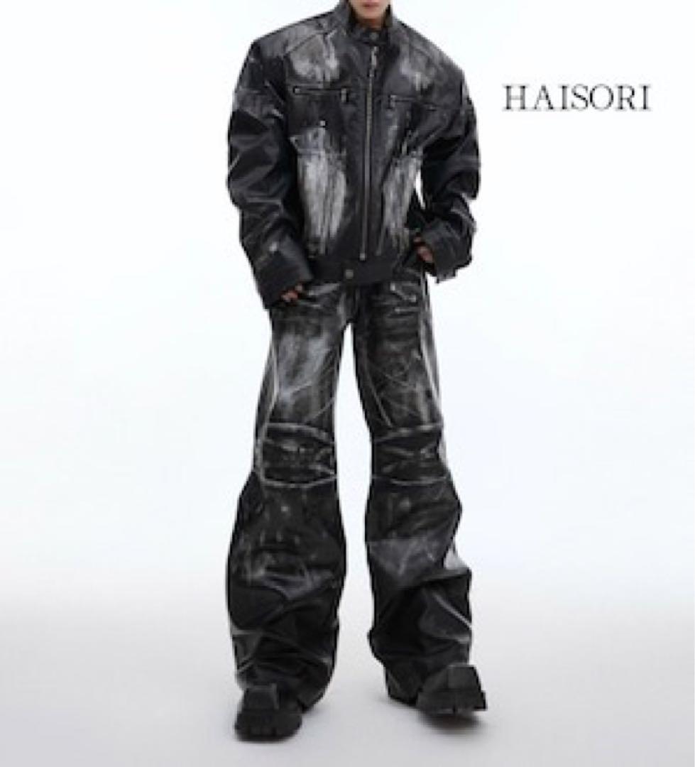 HAISORI ペイント加工 ブラックレザージャケット　opium ライダース