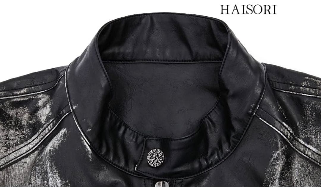 HAISORI ペイント加工 ブラックレザージャケット　opium ライダース