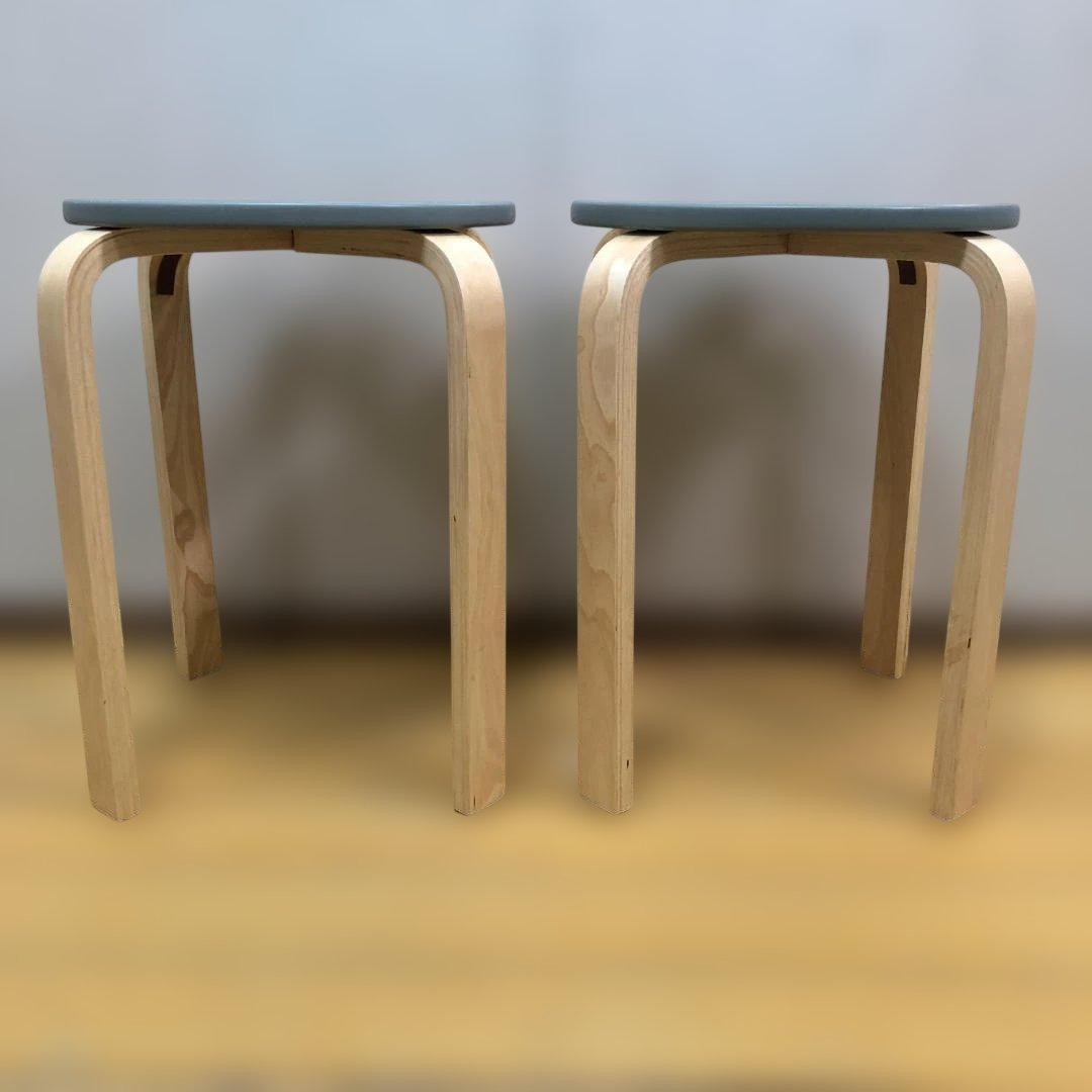美品 タンスのゲン スタッキングチェア 2脚セットスツール 112933-5