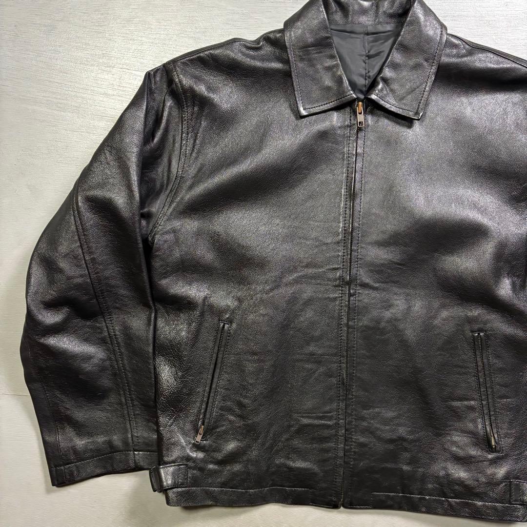 vintage レザージャケット　スイングトップ　ブルゾン　ハンドペイント　羊革