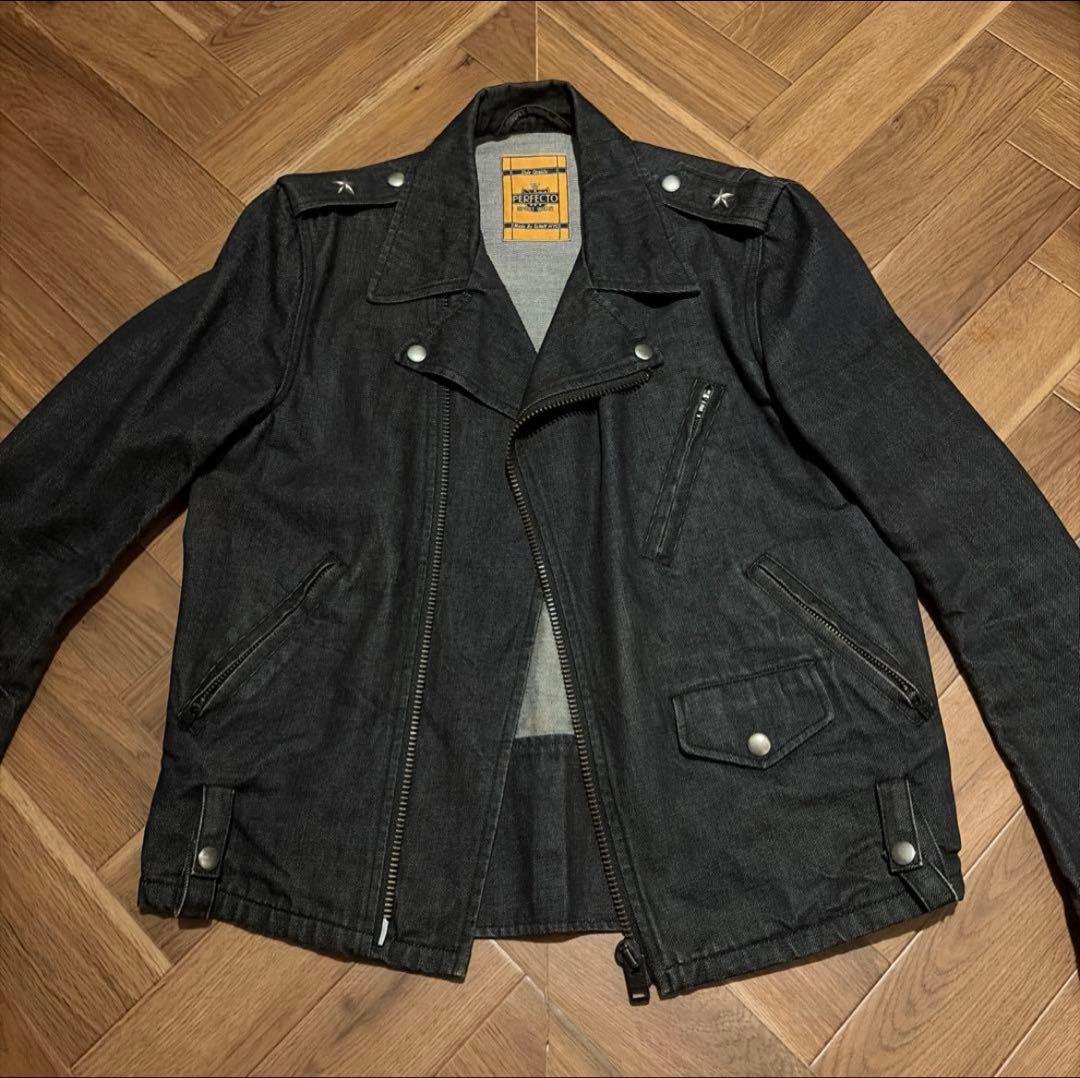 Schott（ショット）のブラックデニム ライダースジャケット