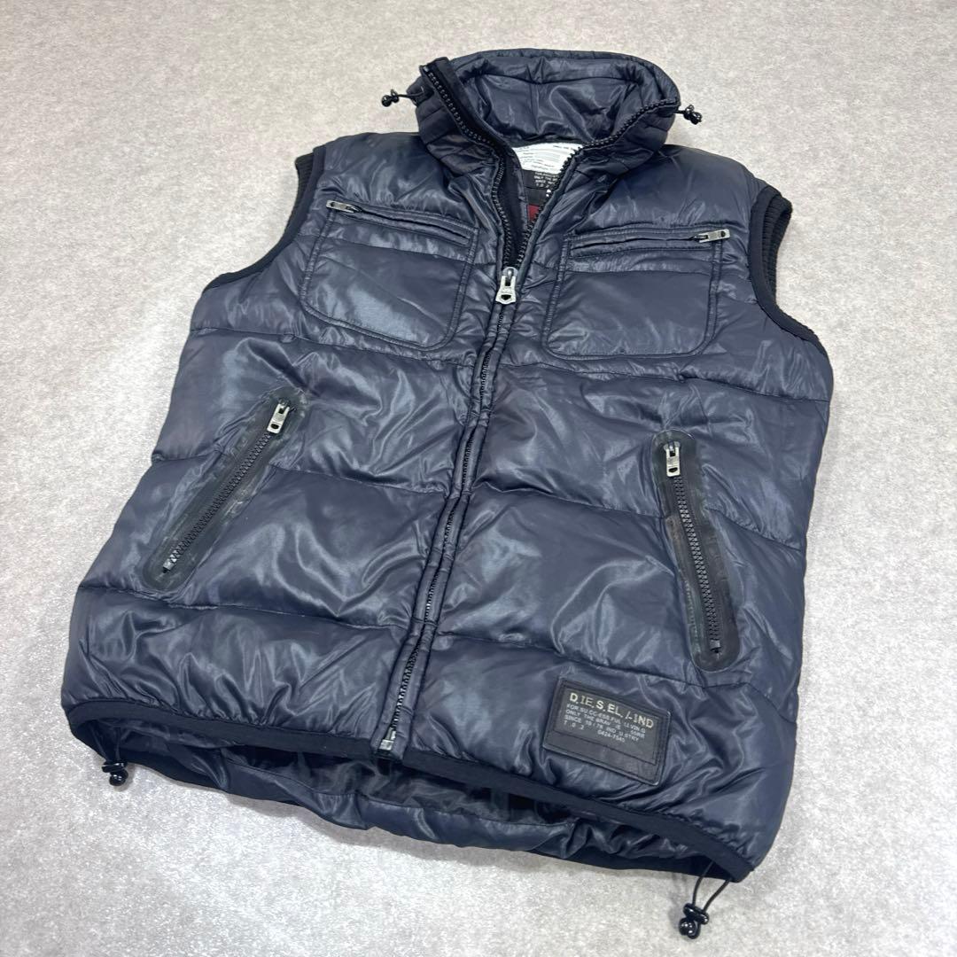DIESEL ディーゼル ダウンベスト フルジップ ドローコード ブラック M