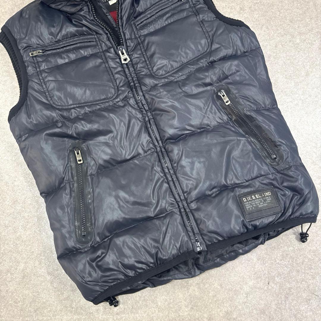 DIESEL ディーゼル ダウンベスト フルジップ ドローコード ブラック M