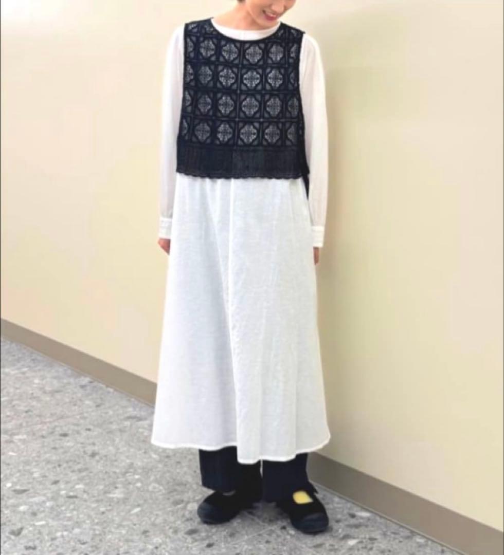 yuni recycled cotton tuck ワンピース ホワイト