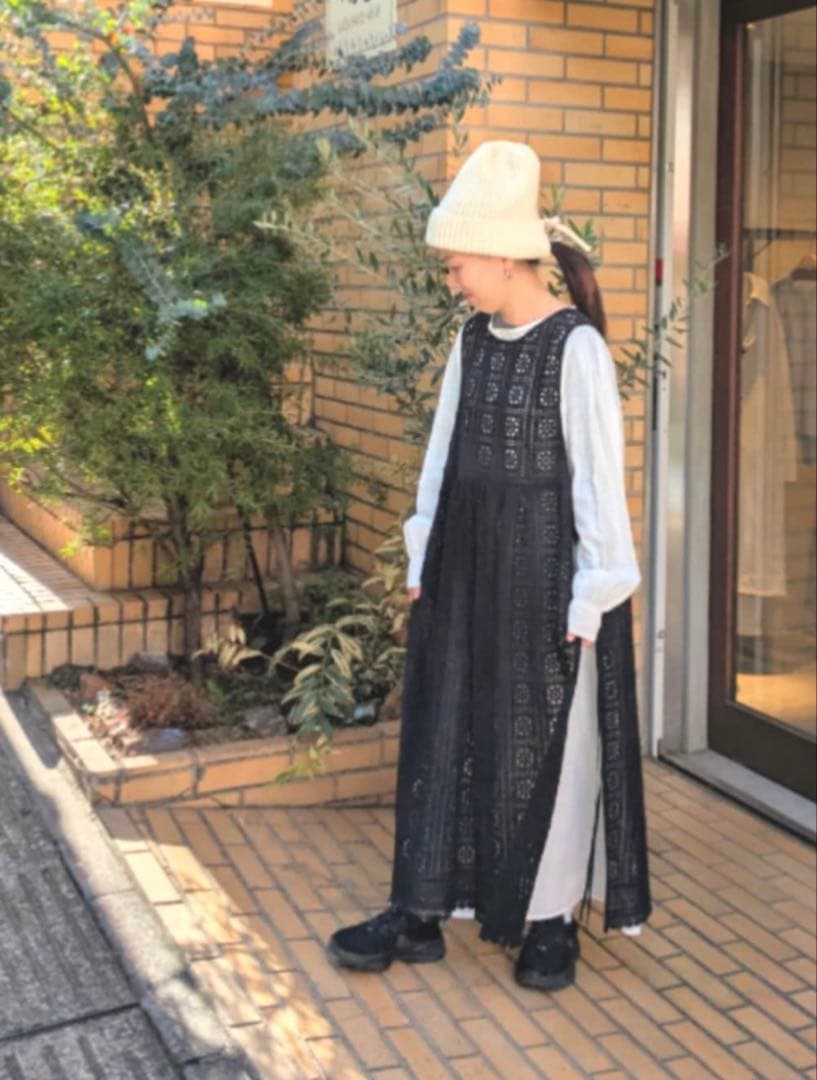 yuni recycled cotton tuck ワンピース ホワイト