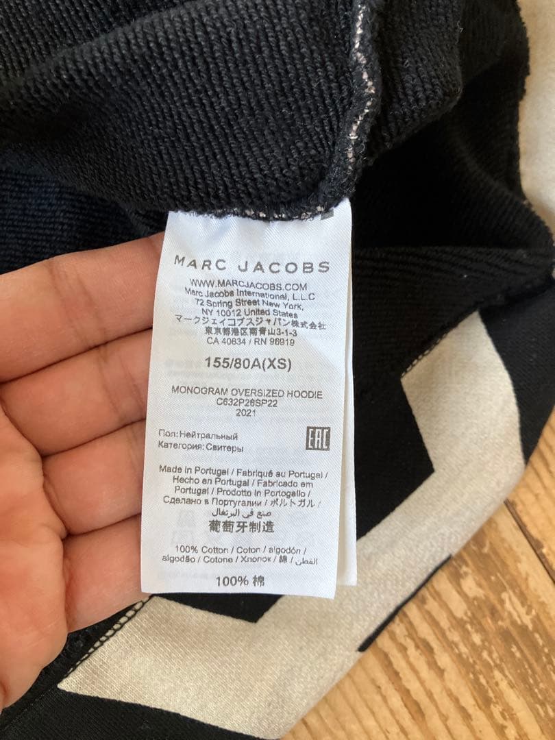 MARC JACOBS 総柄 モノグラムパーカー 黒白 XS ポルトガル製